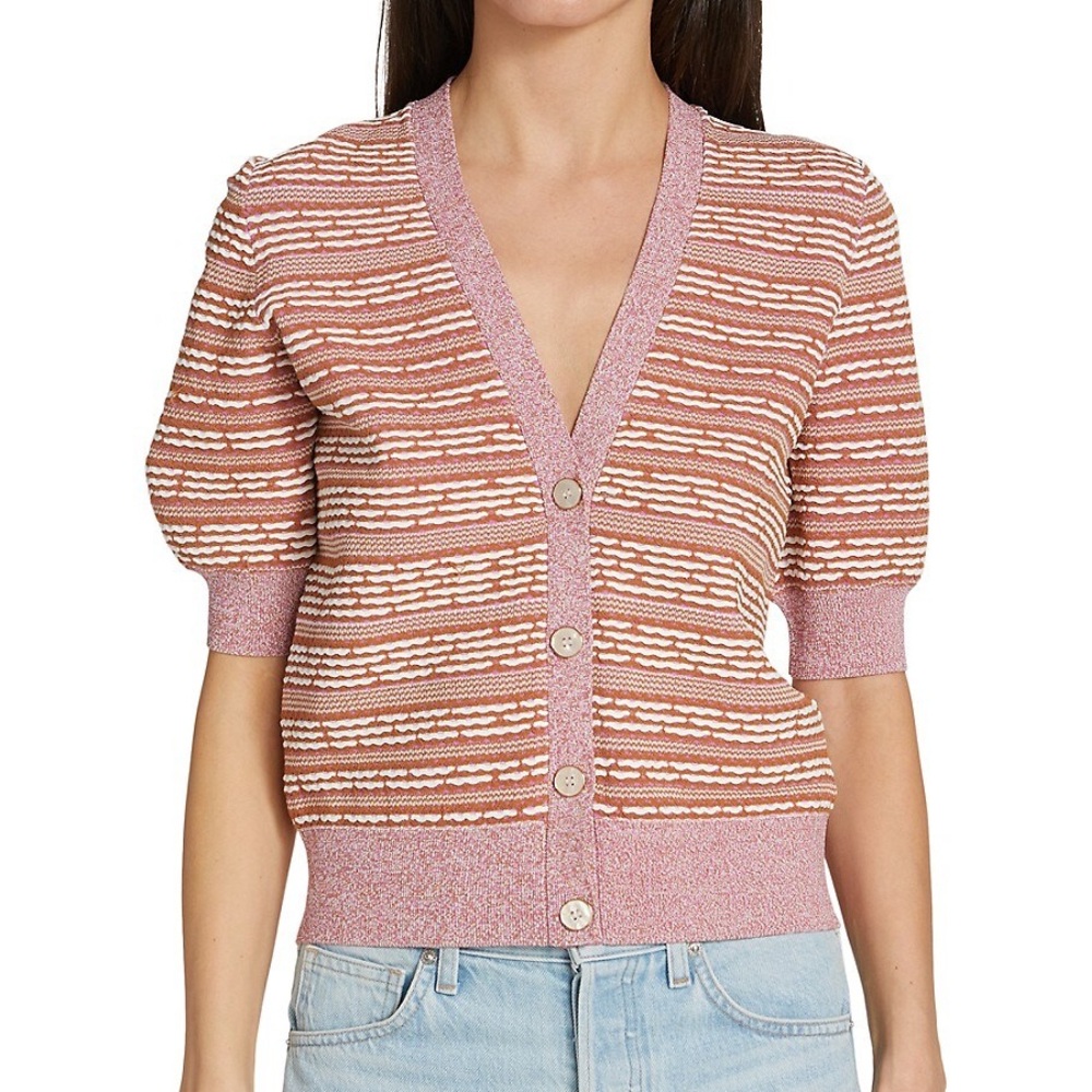 Verónica Beard Toyama Shirt Sleeve Cardigan in Pink Sz Small